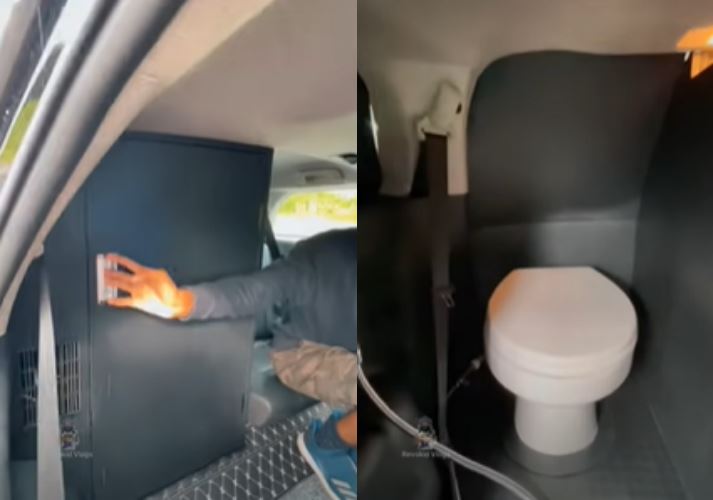 pemilik kereta ini bina tandas duduk siap paip dalam fortuner miliknya
