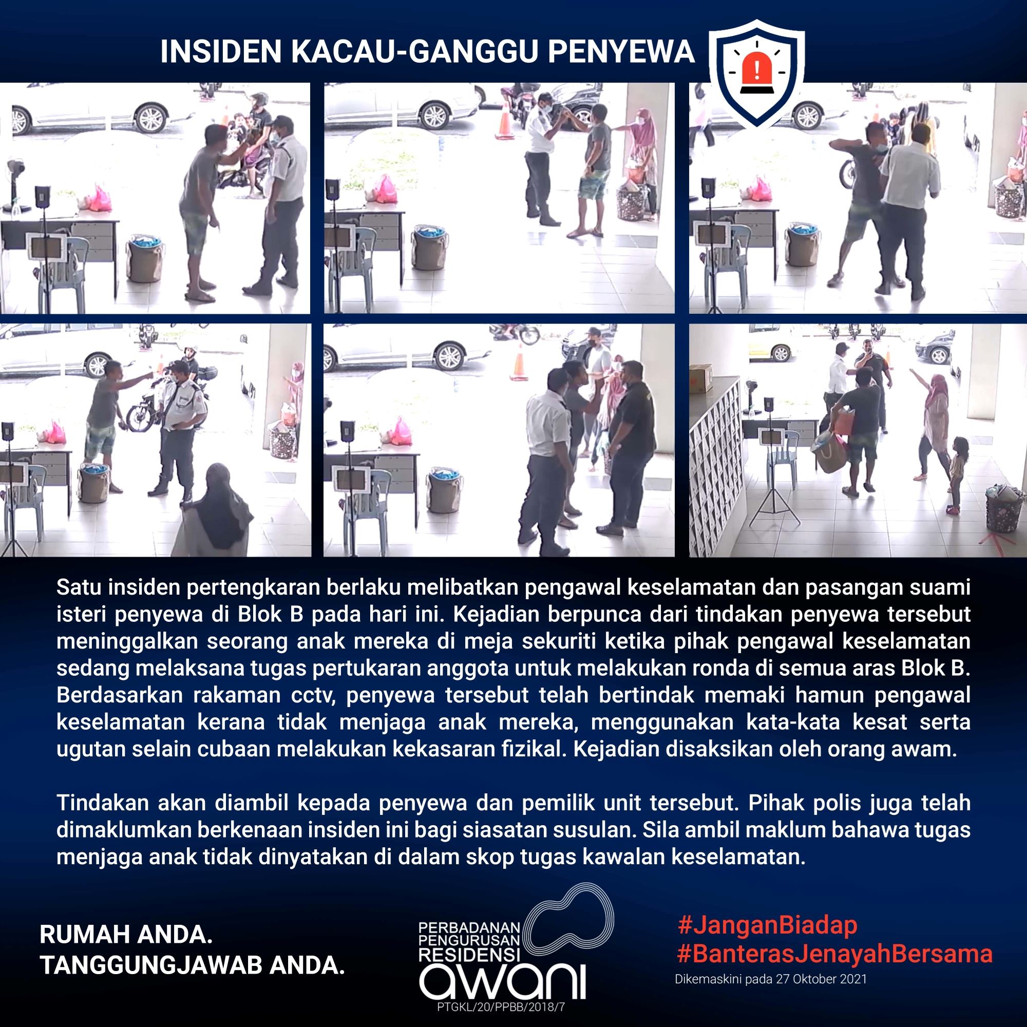 pasangan penyewa tular beri kata-kata kesat kepada pengawal keselamatan ditahan pihak berkuasa