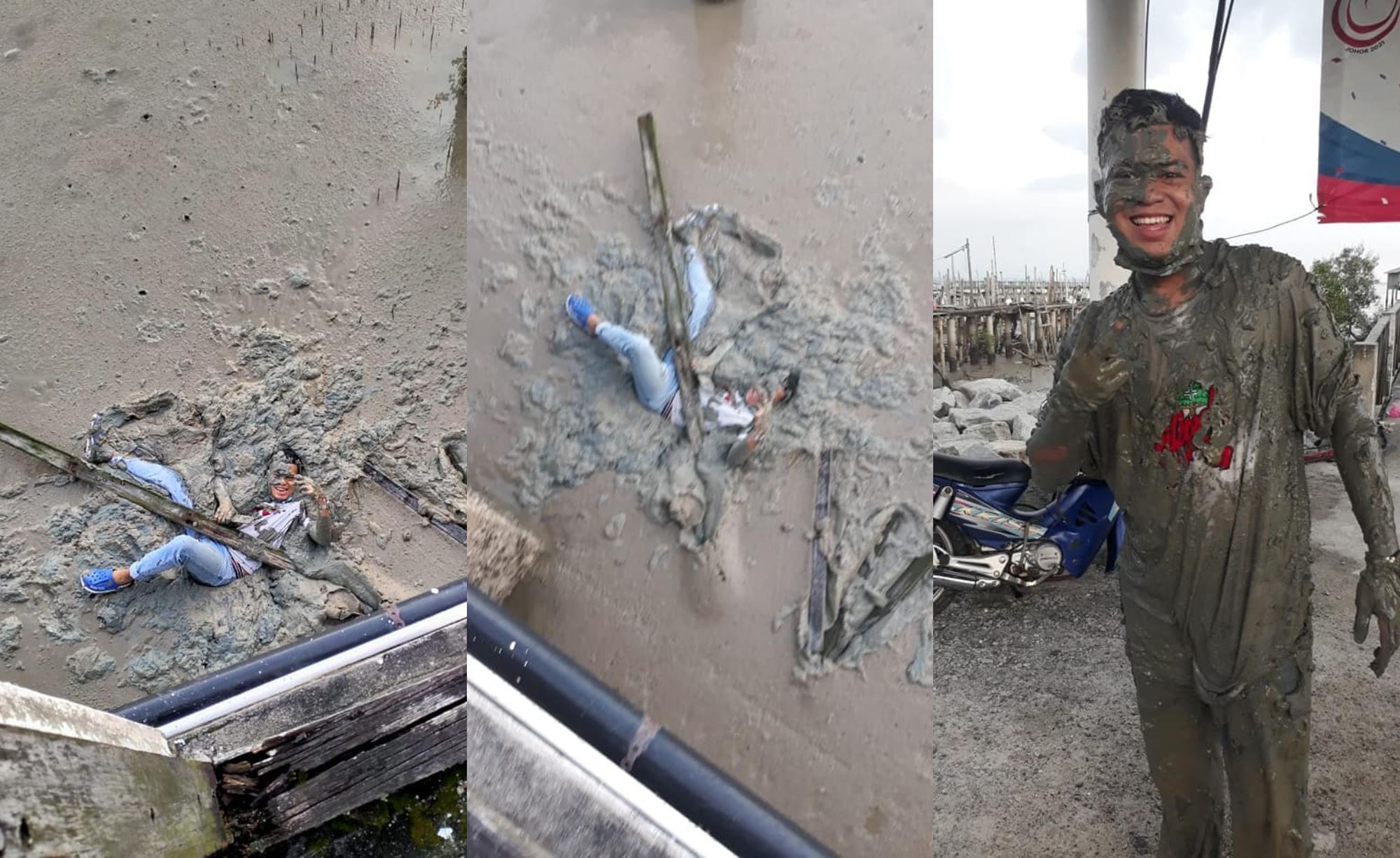 man in johor falls off a bridge when getting coffee