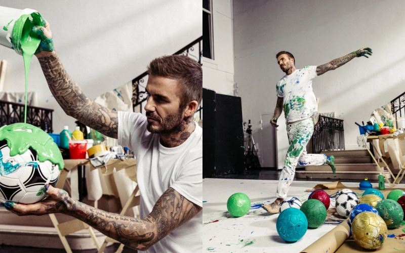 [video] david beckham tampil kelainan, tendang bola sepak demi hasilkan sebuah lukisan pokok krismas