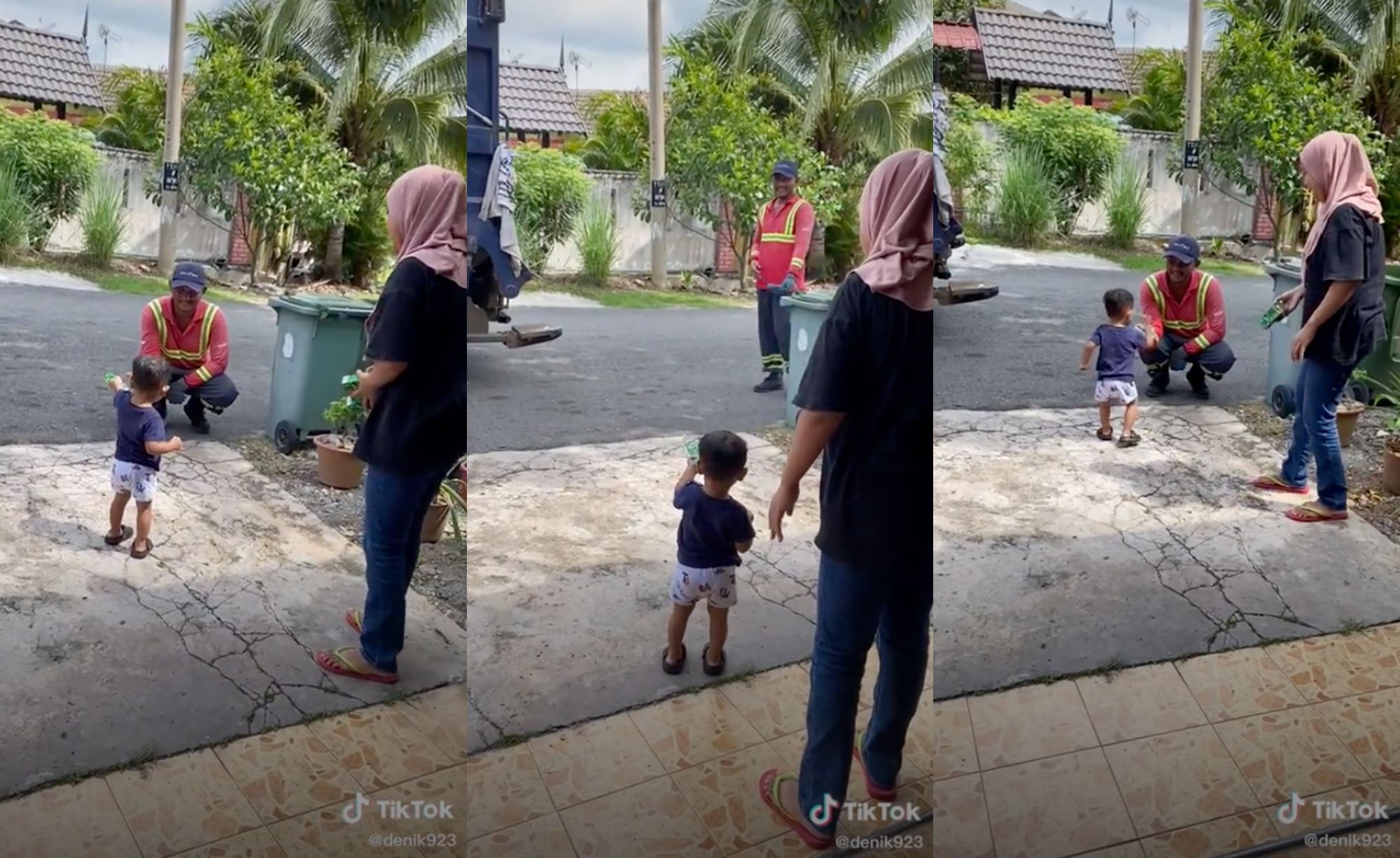 parents praised for teaching their son to be kind & respectful to garbage collectors