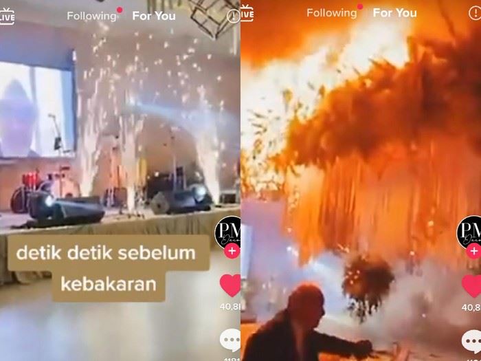 gara-gara bunga api, majlis perkahwinan jadi terbakar
