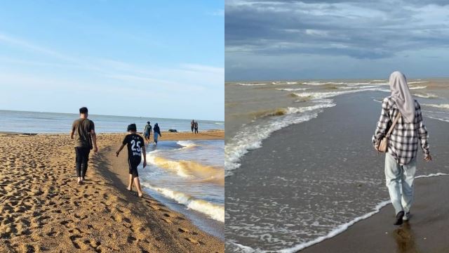 fenomena ‘laut terbelah’ di pantai mek mas jadi tumpuan pengunjung, “macam tak percaya boleh tengok depan mata”
