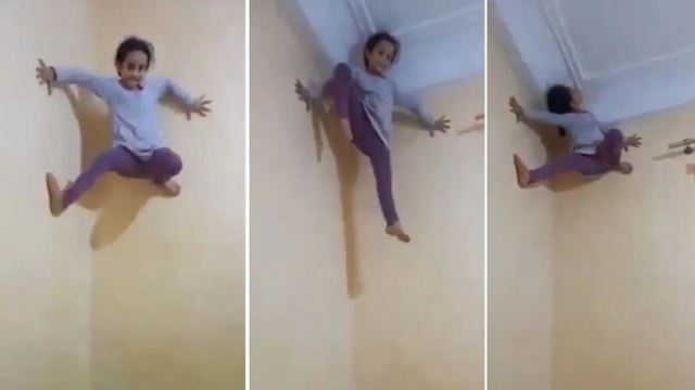 panjat dinding tanpa sebarang alatan, kanak-kanak perempuan ini digelar anak spiderman