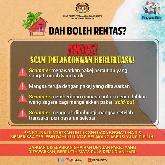 dah boleh rentas negeri, ini modus operandi iklan pelancongan tipu