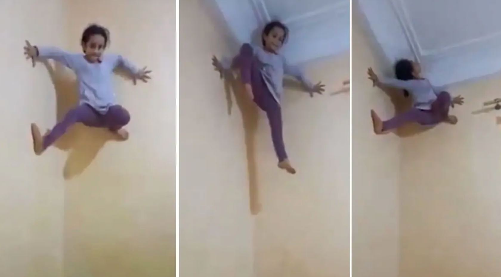 video of “spiderman” girl climbing a wall effortlessly using only her hands and legs gone viral!