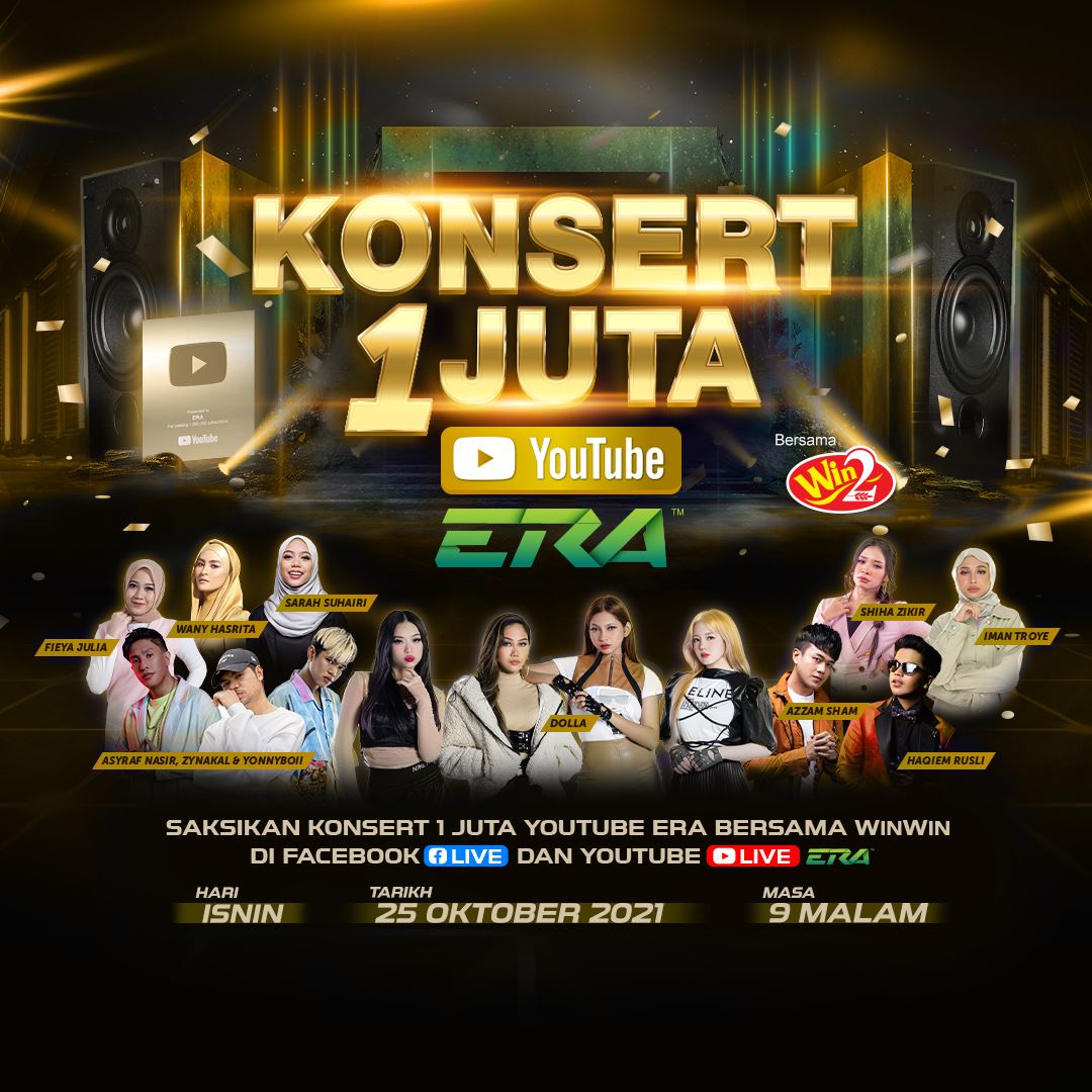 strim konsert digital ‘konsert 1 juta youtube era’ pada 25 oktober