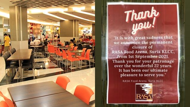 rasa food court suria klcc umum tutup premis sepenuhnya selepas 22 tahun beroperasi