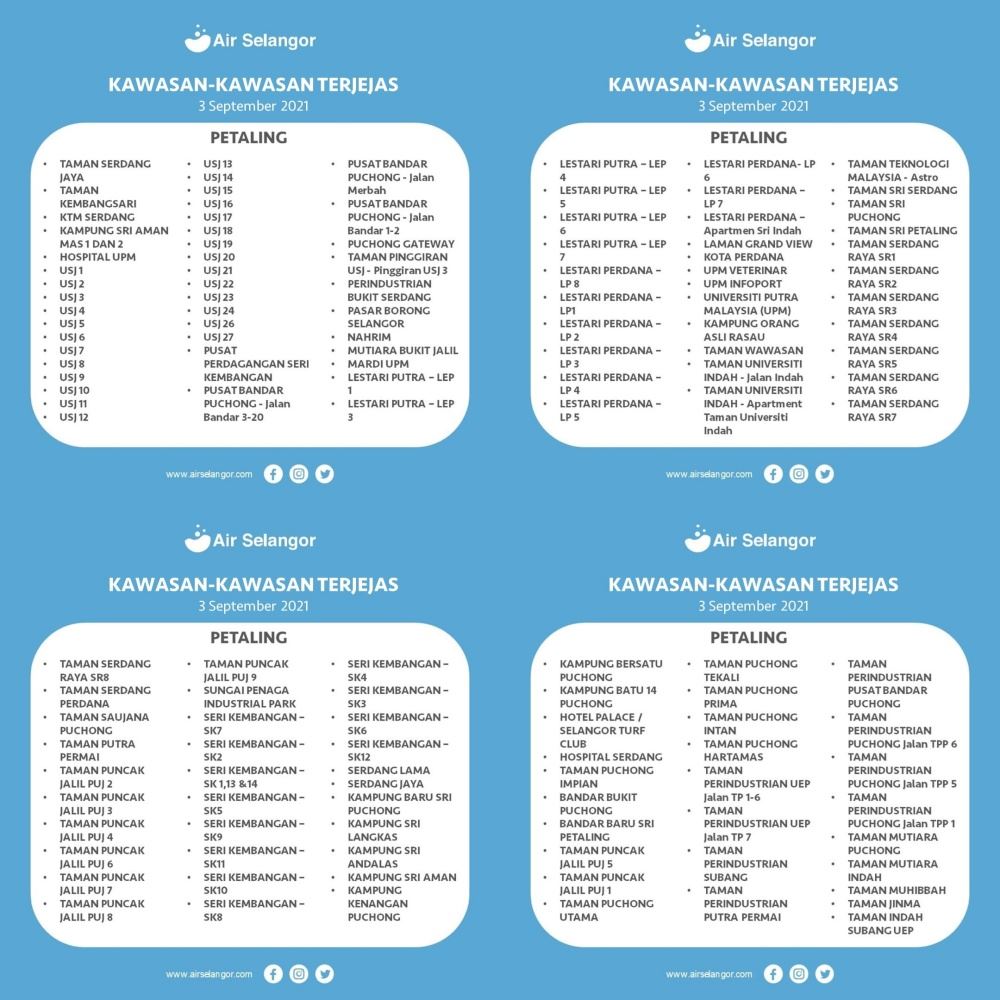 lagi pencemaran bau dikesan, gangguan air di 5 wilayah di selangor mulai hari ini