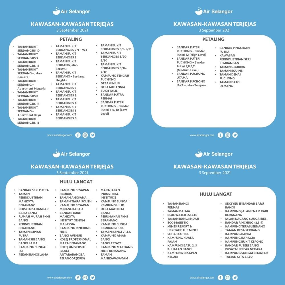 lagi pencemaran bau dikesan, gangguan air di 5 wilayah di selangor mulai hari ini