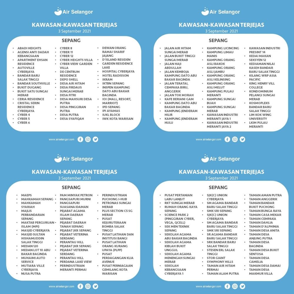 lagi pencemaran bau dikesan, gangguan air di 5 wilayah di selangor mulai hari ini