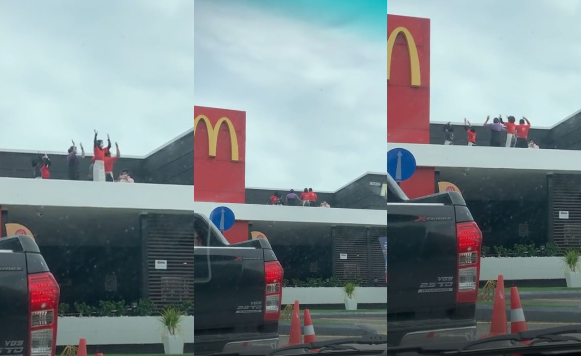 fast food restaurant employees caught on camera dancing on restaurant’s roof for a competition!