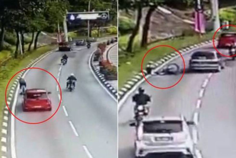 car driver knocks down cyclist in a hit-and-run near dataran merdeka