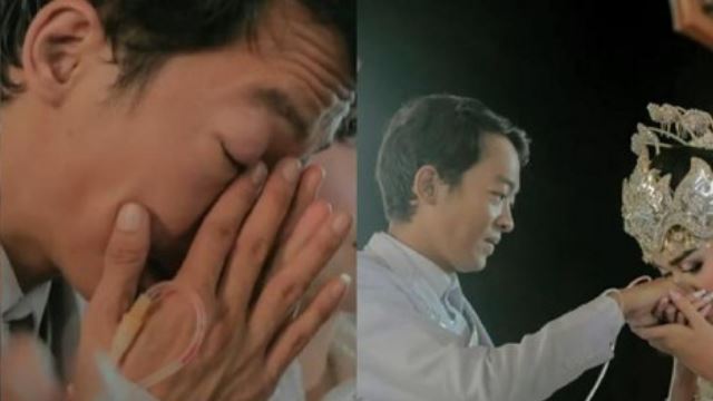 pengantin lelaki tular kerana pakai alat infusi ketika bernikah, alasannya cukup mengharukan