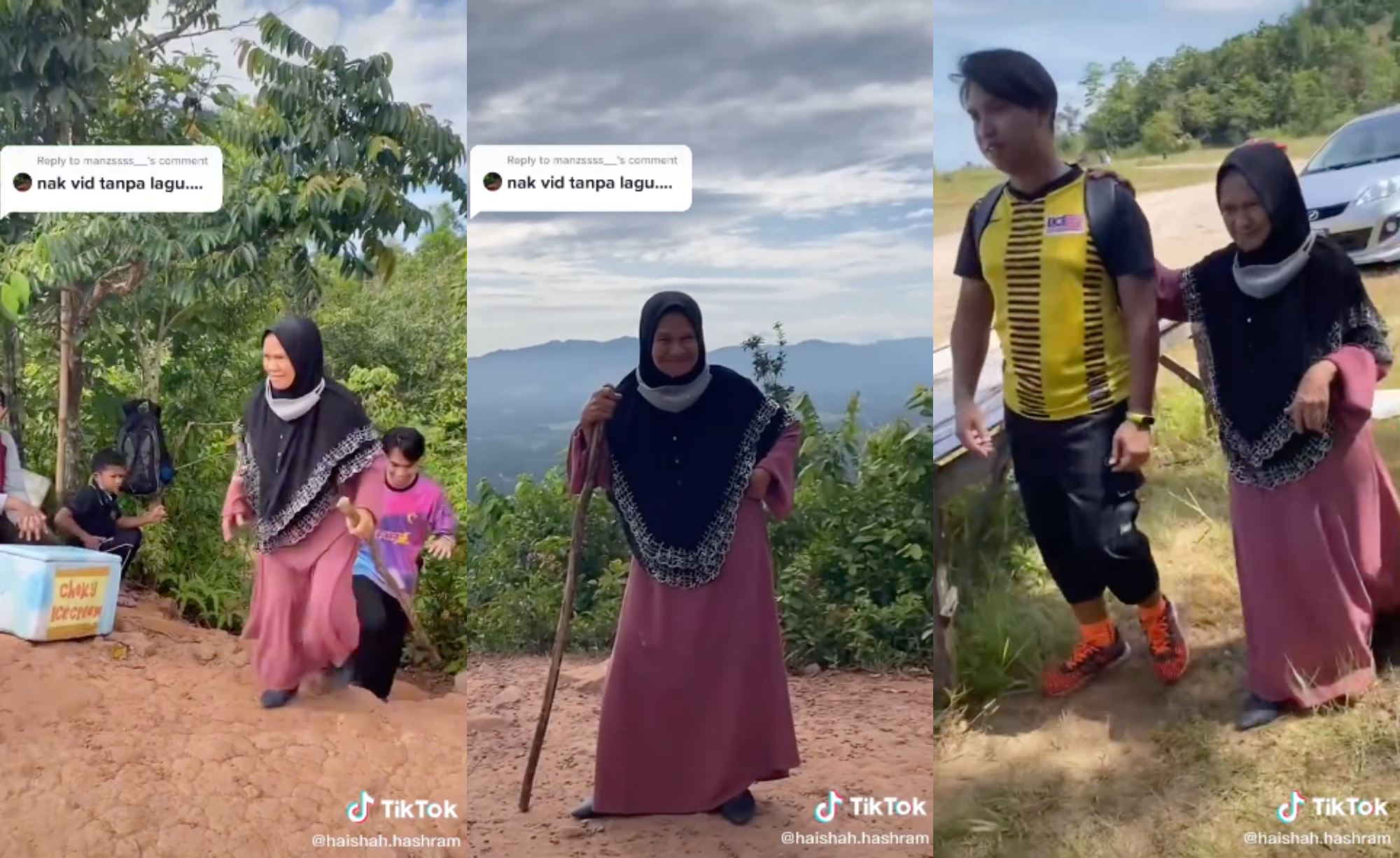 74-year-old grandmother from kelantan climbs bukit panau in her jubah and slippers!