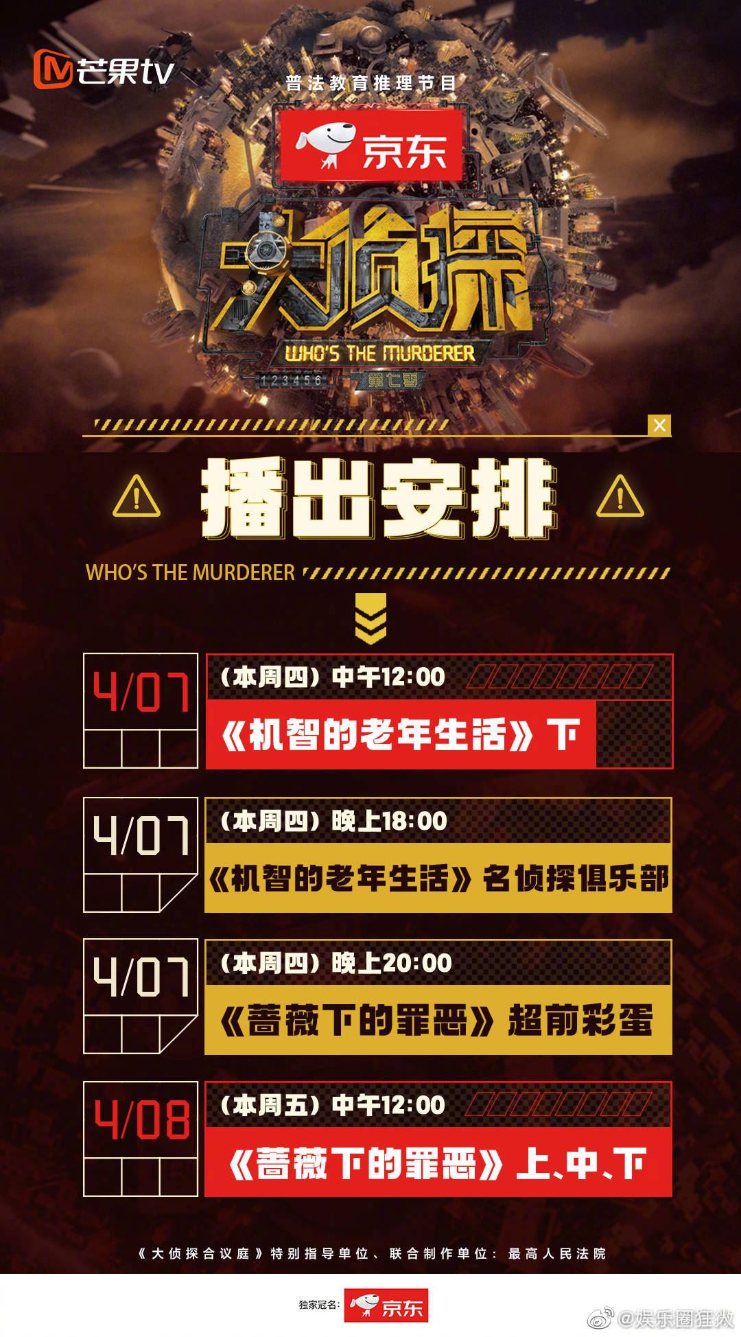 【娱乐】《大侦探》诚意复播！官方一次过释出“上中下”集！ 