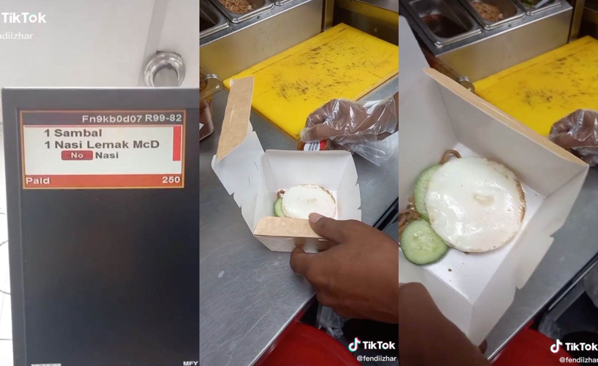 employee shares how customer orders nasi lemak mcd, but requested “no nasi”