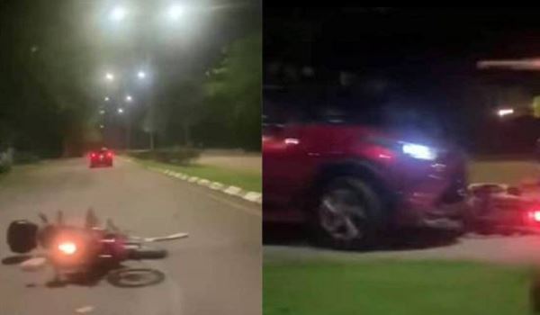 pemandu selamba lari lepas langgar penunggang motosikal diburu polis