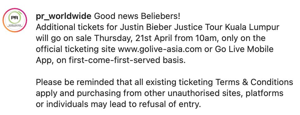 【娱乐】justin bieber大马站演唱会宣布加票！本次加码千万别再错过啦！ 