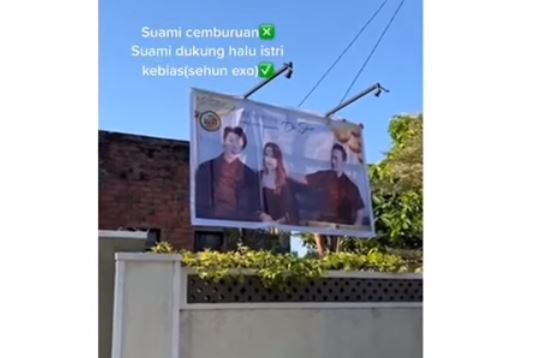 suami di puji kerna sokong isteri yang gilakan k-pop, sampai pasang banner!