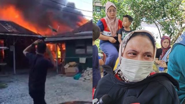 gara-gara mercun bola, lima rumah hangus dijilat api termasuk barang persiapan raya