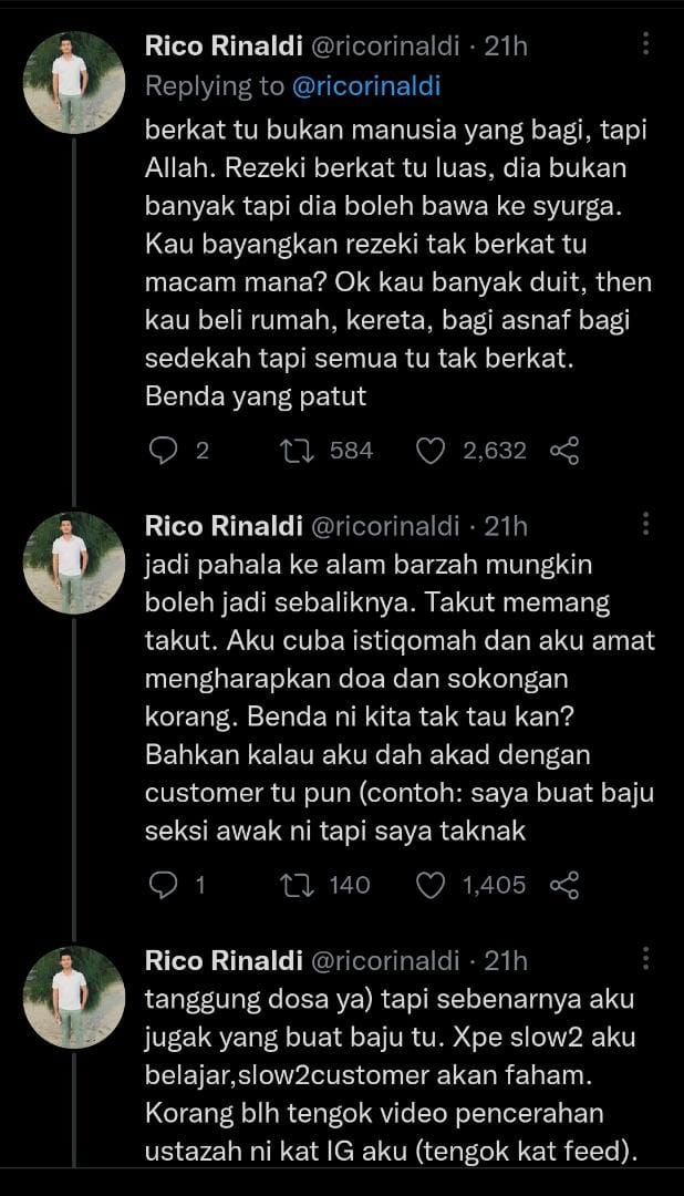 tanggung kerugian besar, namun rico rinaldi tetap istiqamah