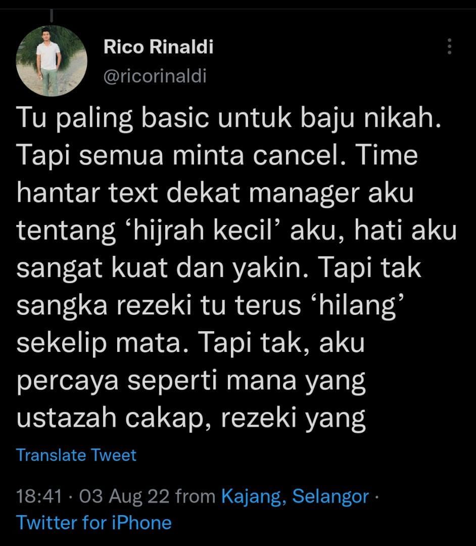 tanggung kerugian besar, namun rico rinaldi tetap istiqamah