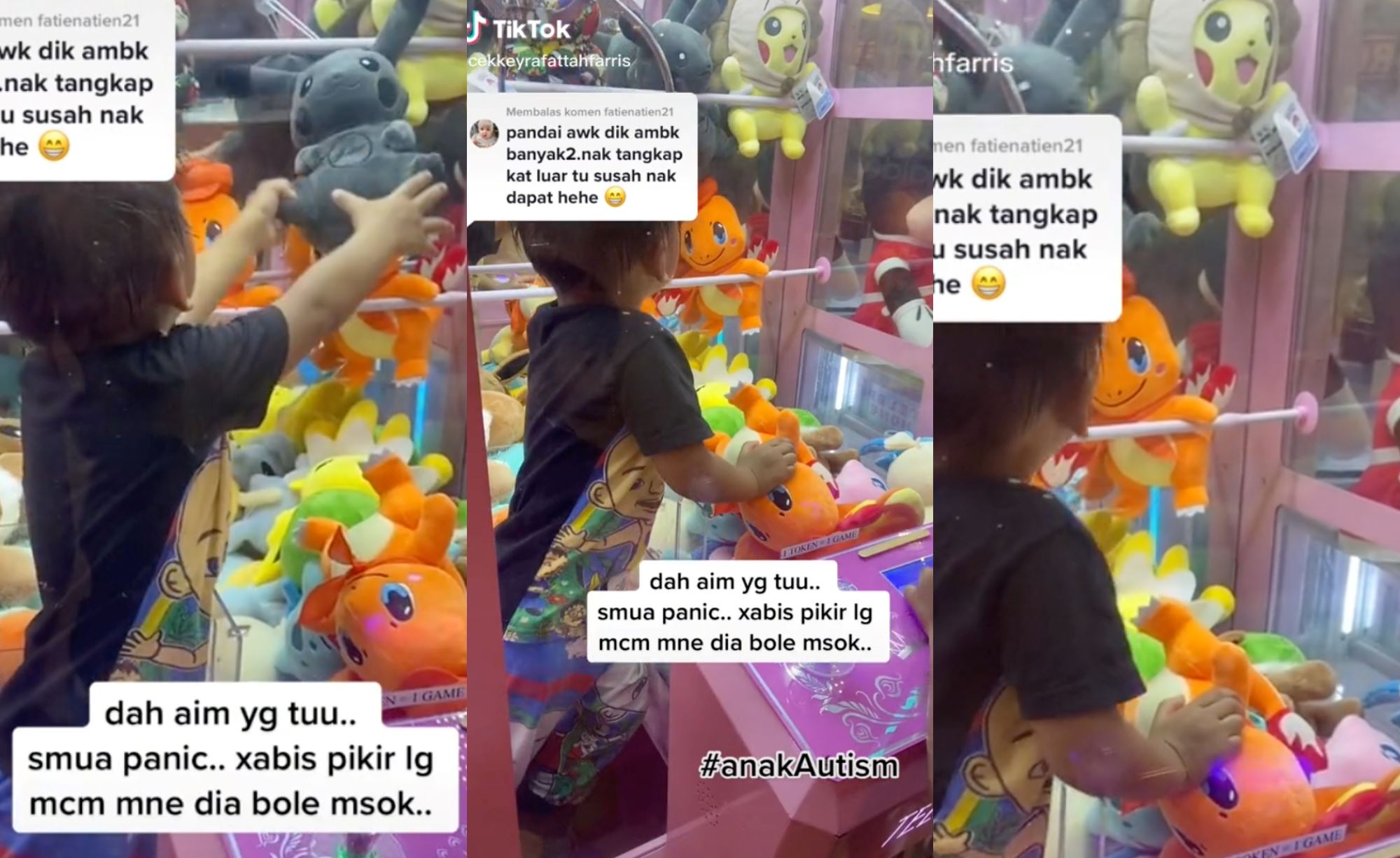 video of little boy climbing into claw machine to get a toy went viral online, netizens amused