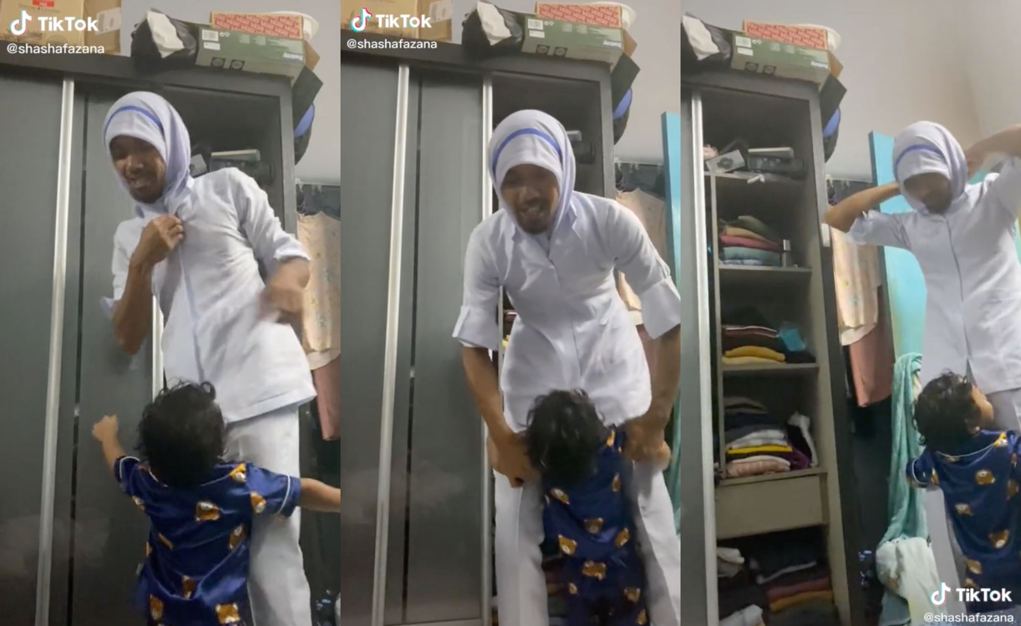 young boy refuses to listen so dad pretends he’s leaving for work to get his attention, netizens amused!