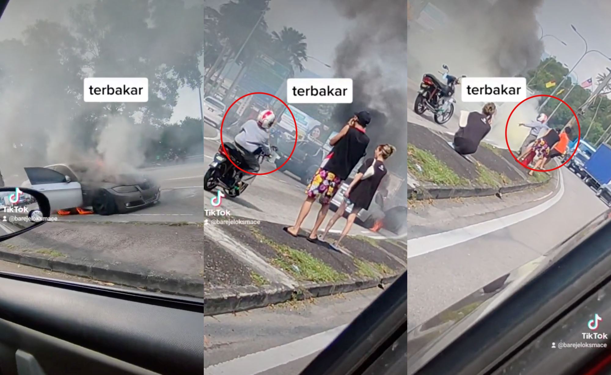 what a hero! m’sians applaud brave man in senawang for putting out fire from burning car