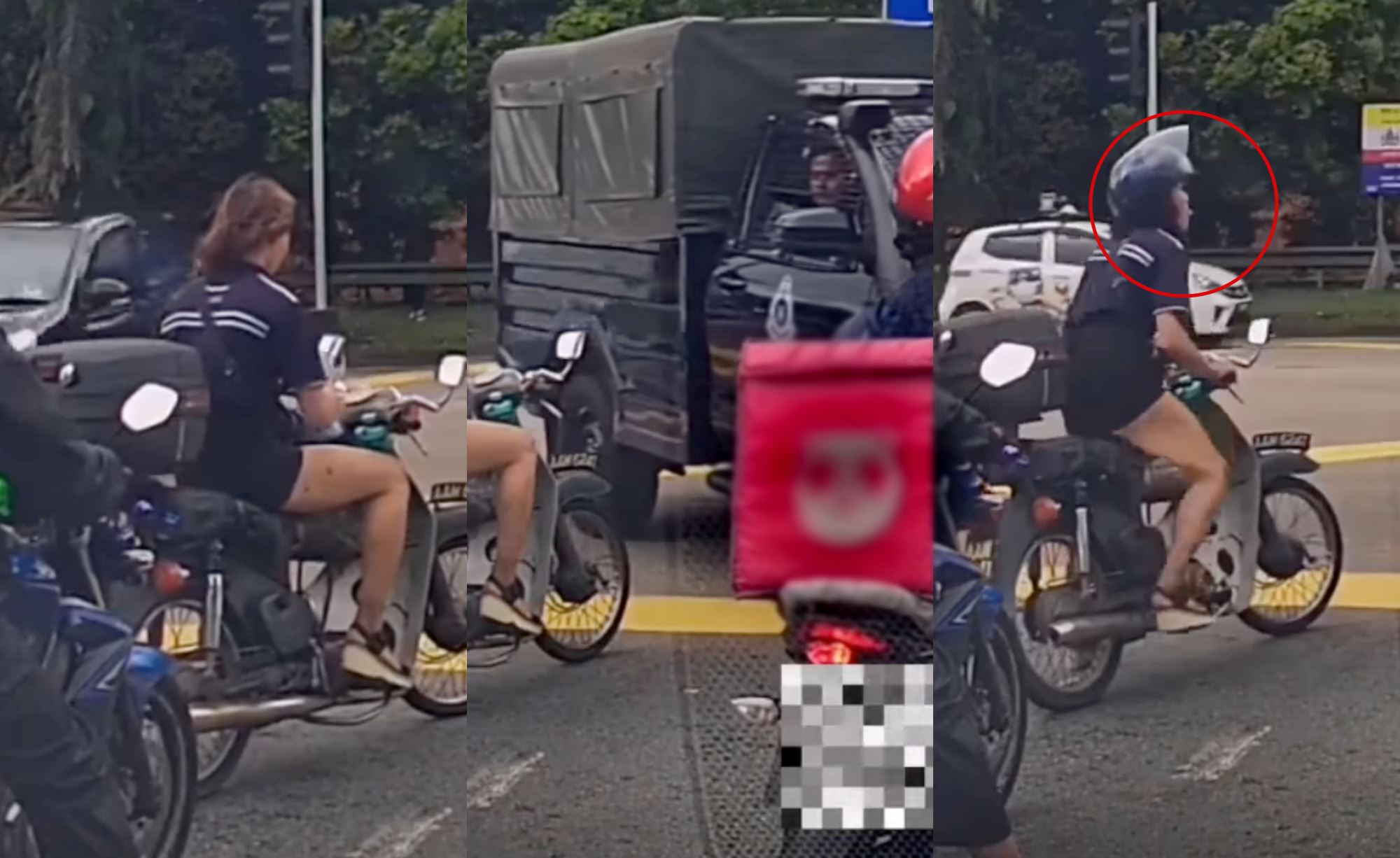 man sticks out his tongue to a policeman after he was confronted for not wearing a helmet, netizens amused