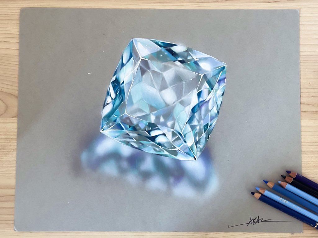 macam tak percaya semua batu permata ini rupanya lukisan pensel?