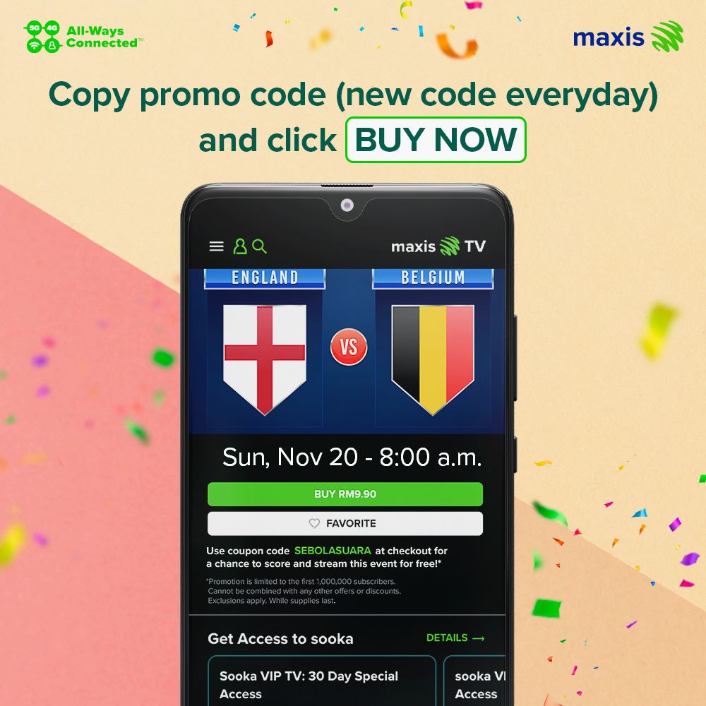 Choose preferred match on Maxis TV to claim free World Cup passes