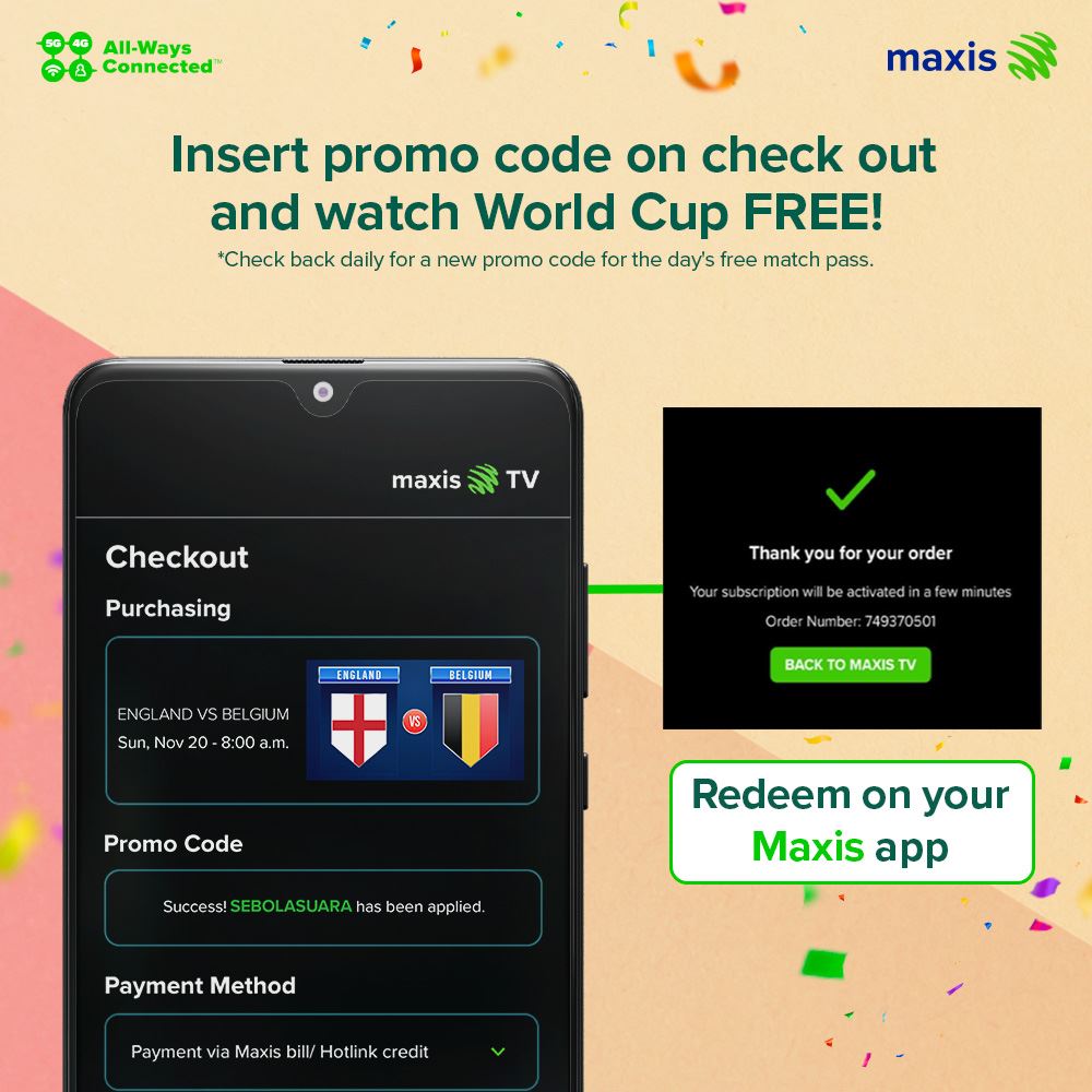 Insert promo code and watch World Cup for free