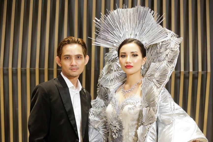 miss universe malaysia 2022’s national costume made out of recycled plastic waste, inspired by mount kinabalu