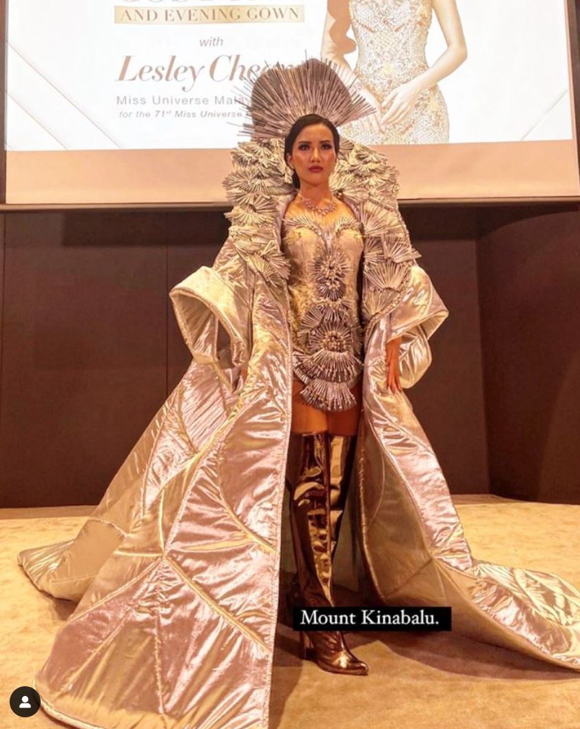 cantik betul kostum miss universe malaysia, inspirasi gunung kinabalu!