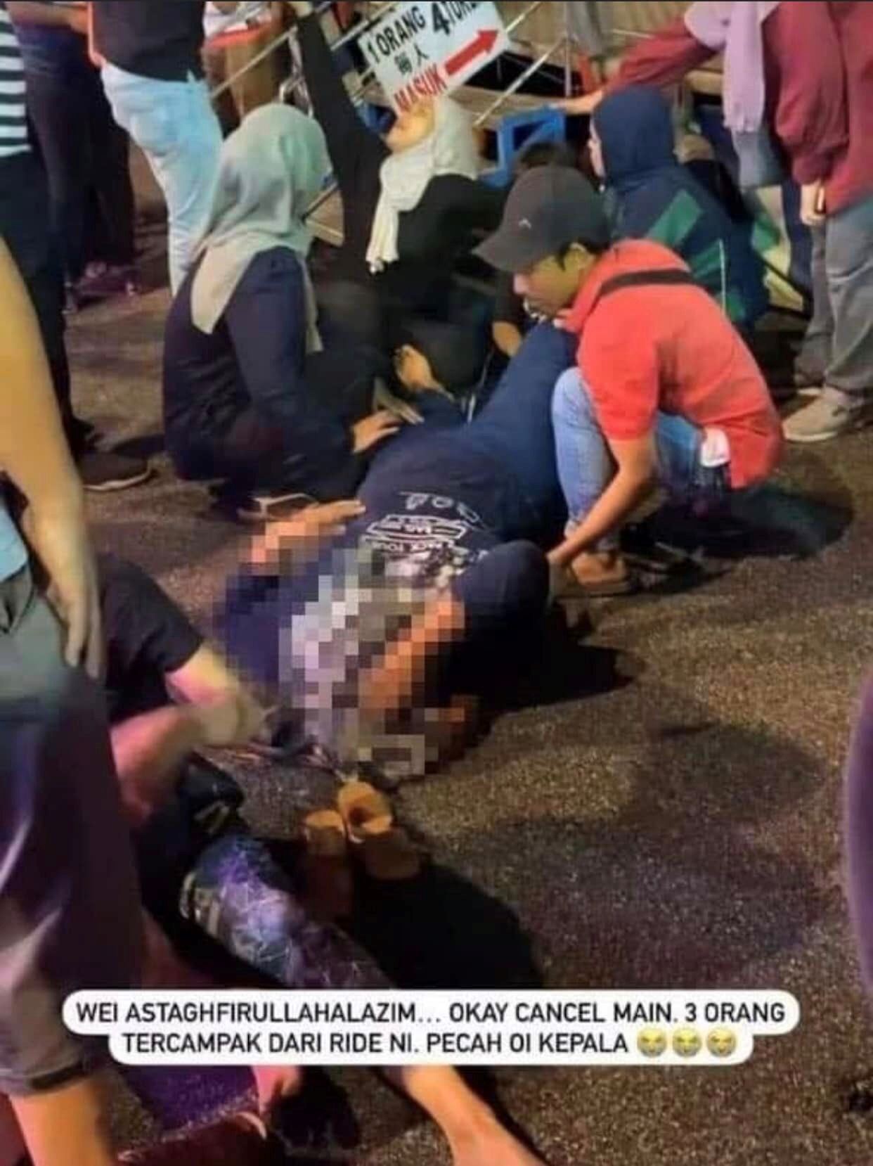 【附视频】大马游乐场恐怖意外！机器甩飞3人从高空重摔！