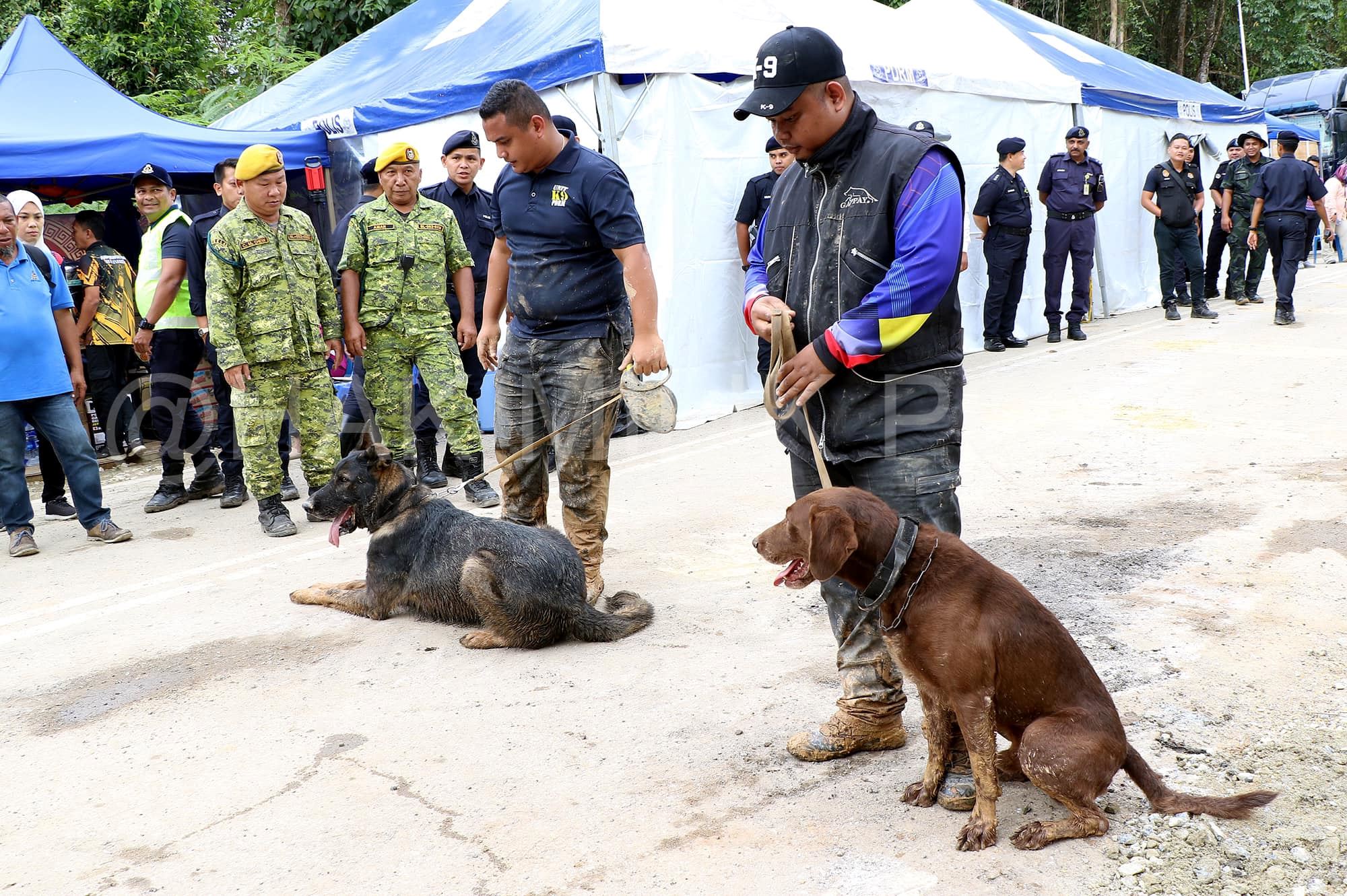 pdrm pays tribute to the k9 unit for their service in helping to find batang kali landslide victims