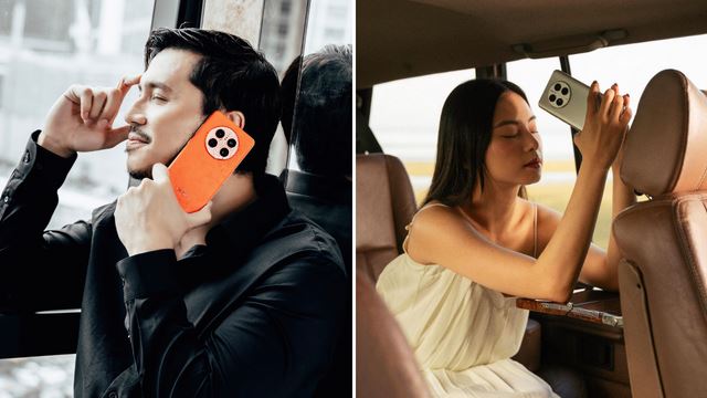 Fattah Amin and Mia Chai posing with HUAWEI Mate50 Pro smartphones