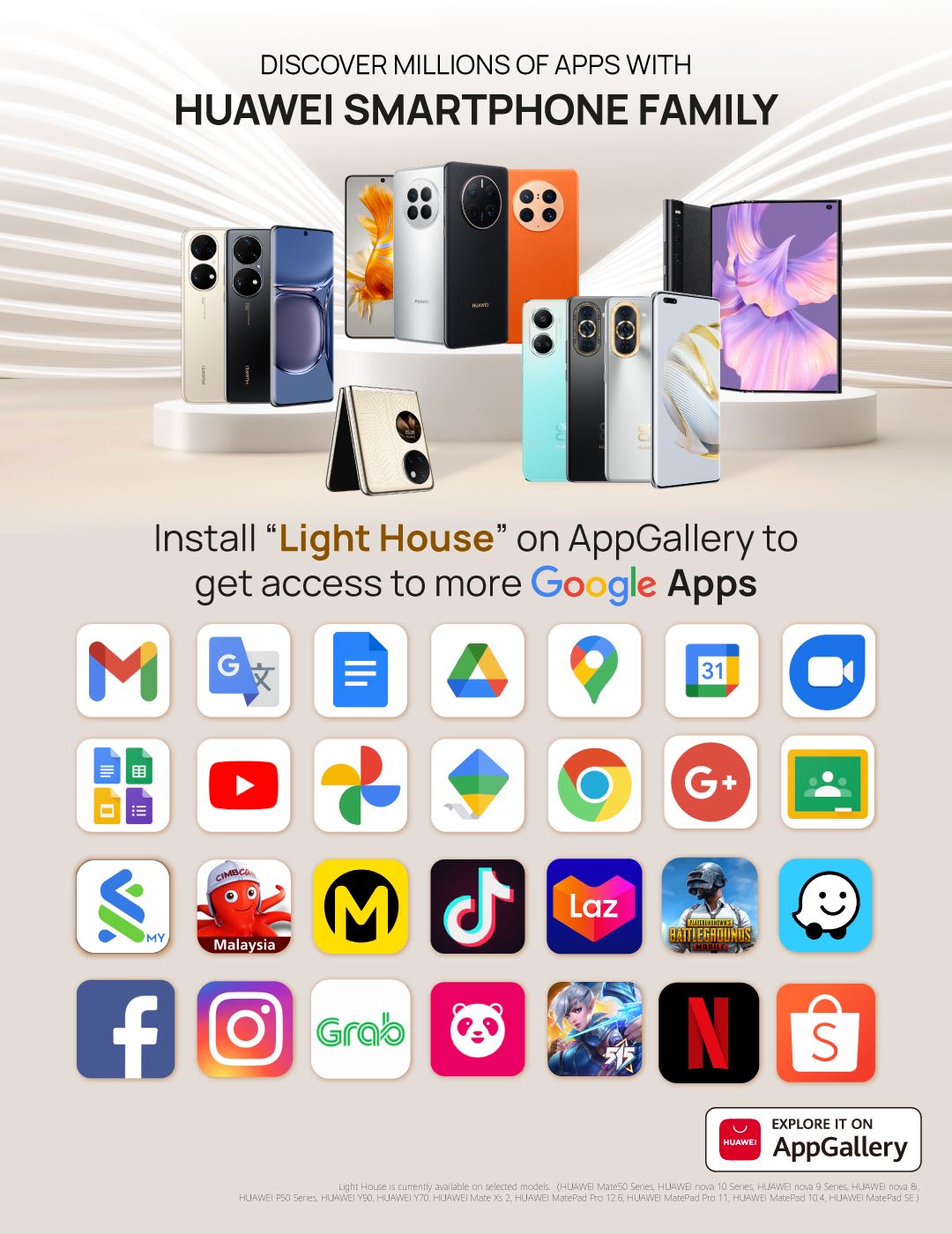 Google apps you can access on HUAWEI through LightHouse app