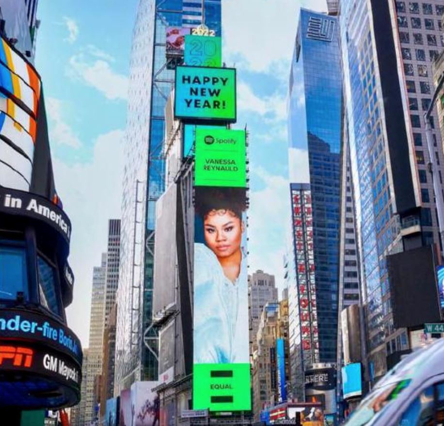 malaysian singer vanessa reynaulds featured on times square billboard in new york!