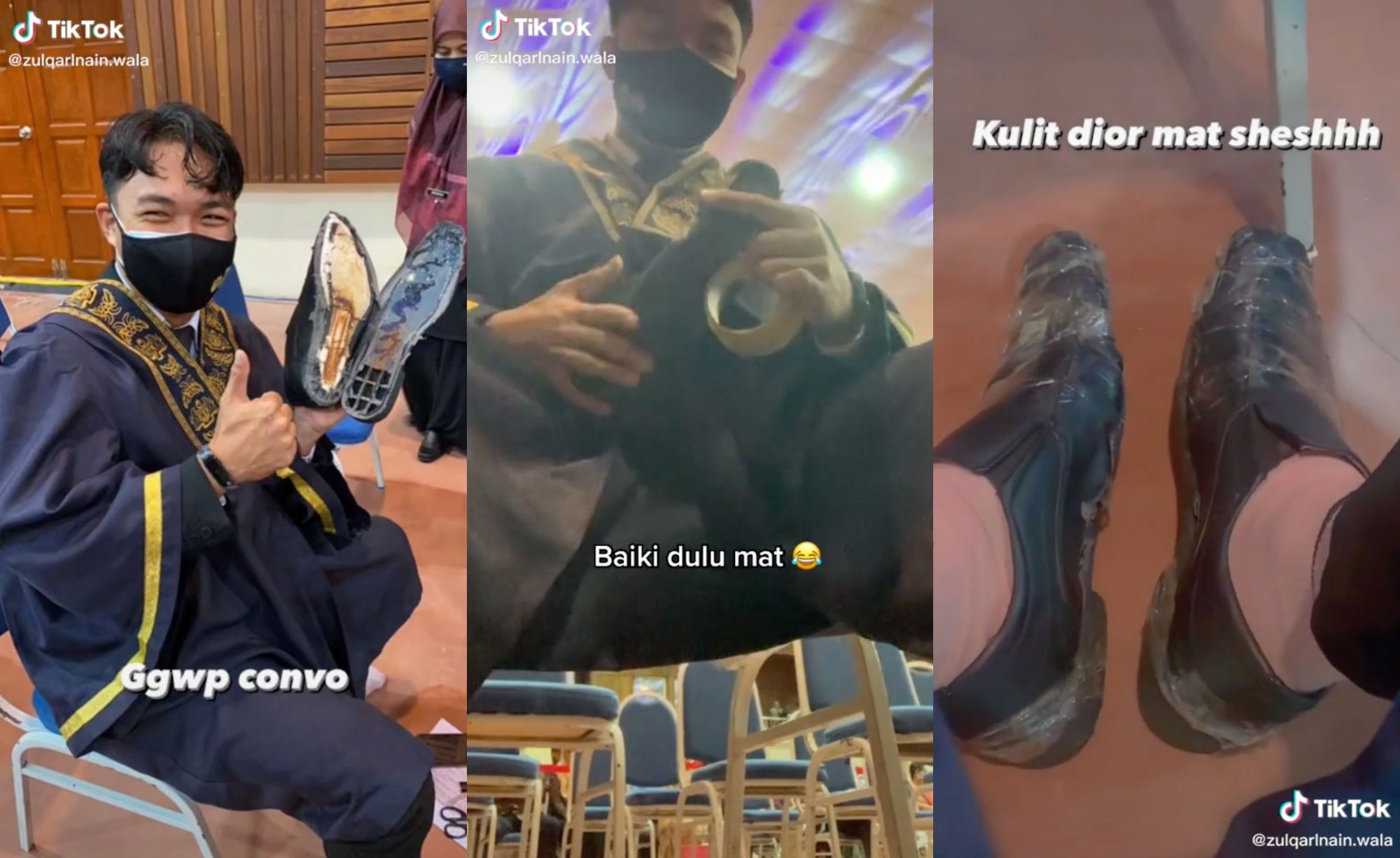 m’sian student went viral for fixing shoe using tape during his graduation ceremony