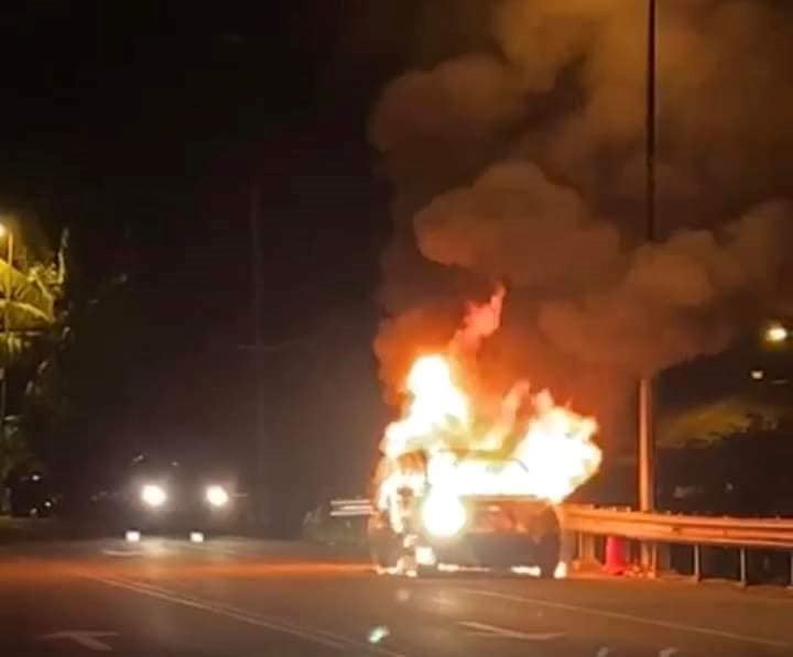 man walks away from burning vehicle, suffers 96% burns