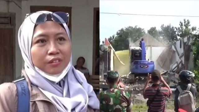 kesal dengan sikap curang suami, wanita sanggup robohkan rumah mewah yang pernah didiami bersama