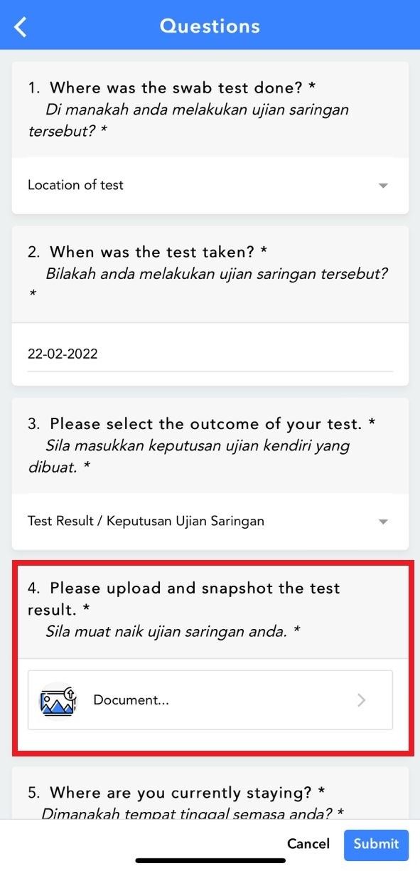 how to report covid results on mysejahtera?