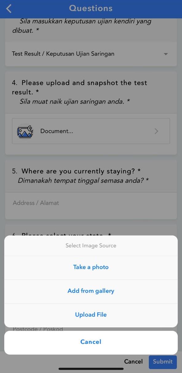 how to report covid results on mysejahtera?