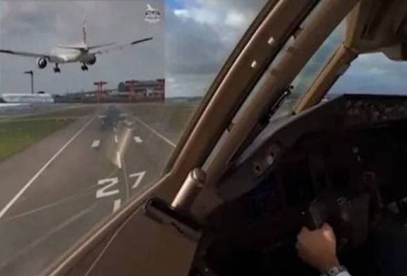 juruterbang mendaratkan pesawat ketika ribut tular