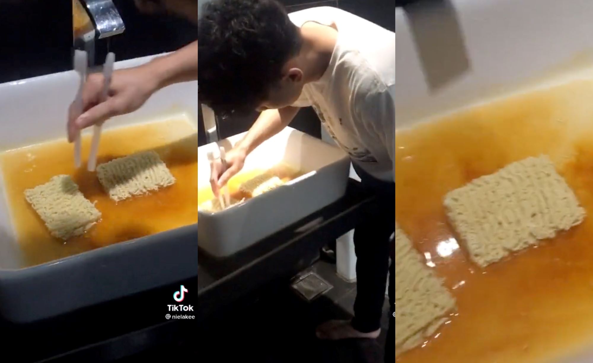 boys slammed by netizens for cooking instant noodles in hotel bathroom sink