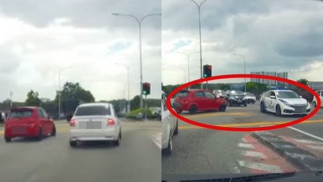 pemandu bertindak berani langgar lampu isyarat terkejut jumpa kenderaan pihak berkuasa - “tunggu surat ‘cinta’ datang rumah nanti”