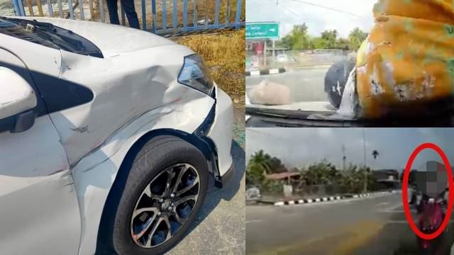 [video] lelaki ‘buaya’ punca kemalangan dua beranak, pembonceng motosikal tercampak atas kereta